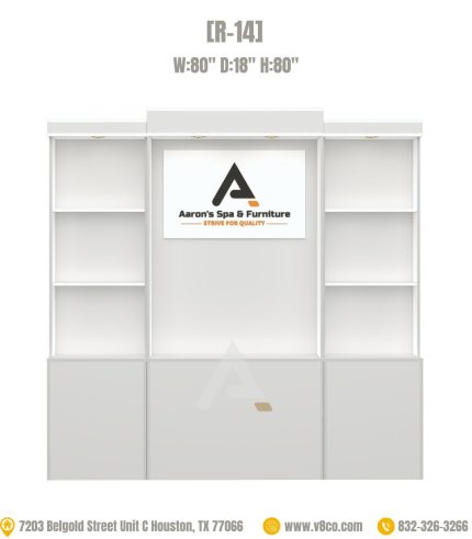 Double sided partition with nail polish display cabinet