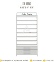 Polish rack includes 7 shelves and 3 drawers