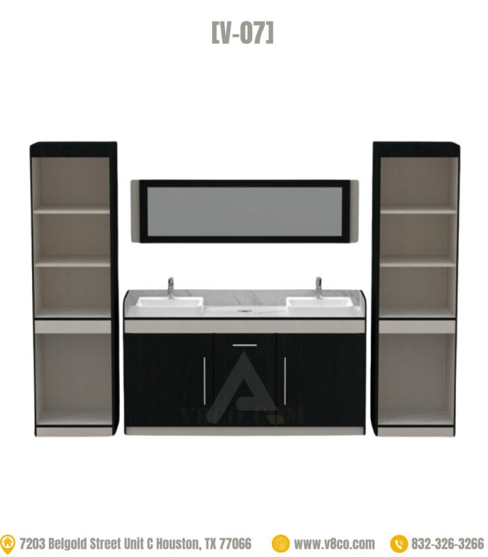 Double Sink Mirror Towel Cabinet