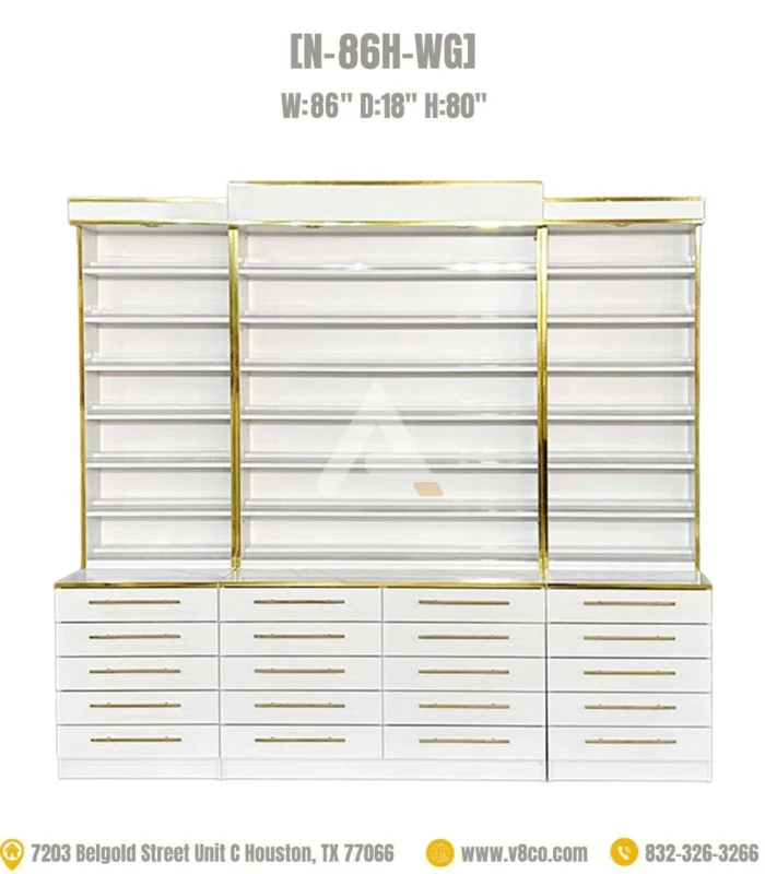 New nail polish display cabinet white gold