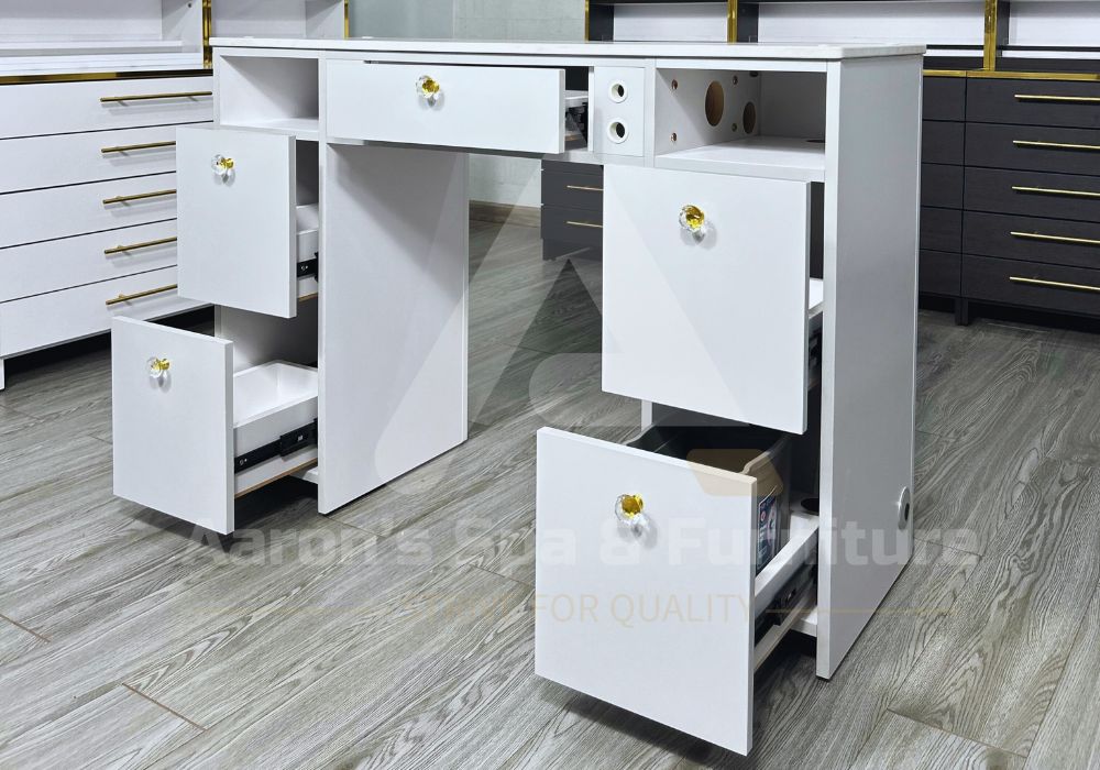 Manicure table, nail table, nail desk has many spacious drawers