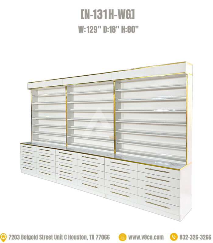 Polish rack cabinet white gold