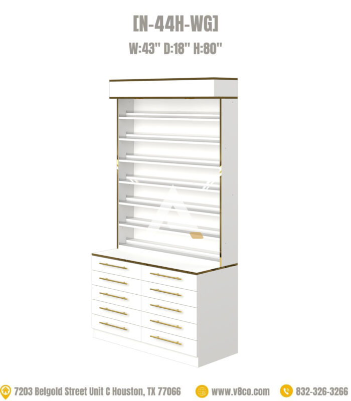New nail polish display rack 44 inch white gold