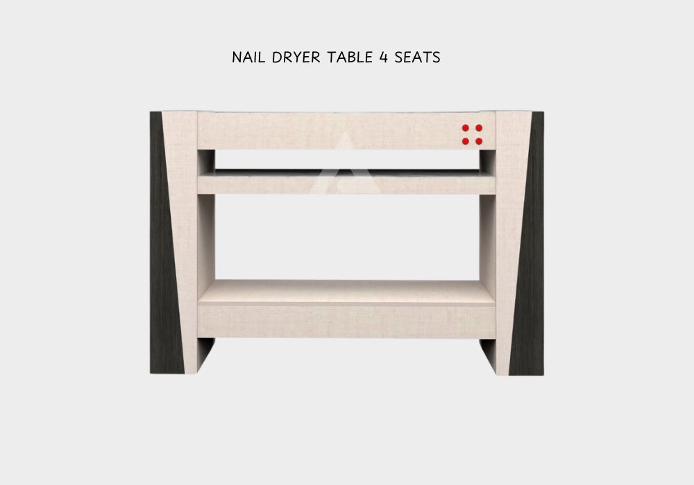 Nail dryer table with dual fans and LED light