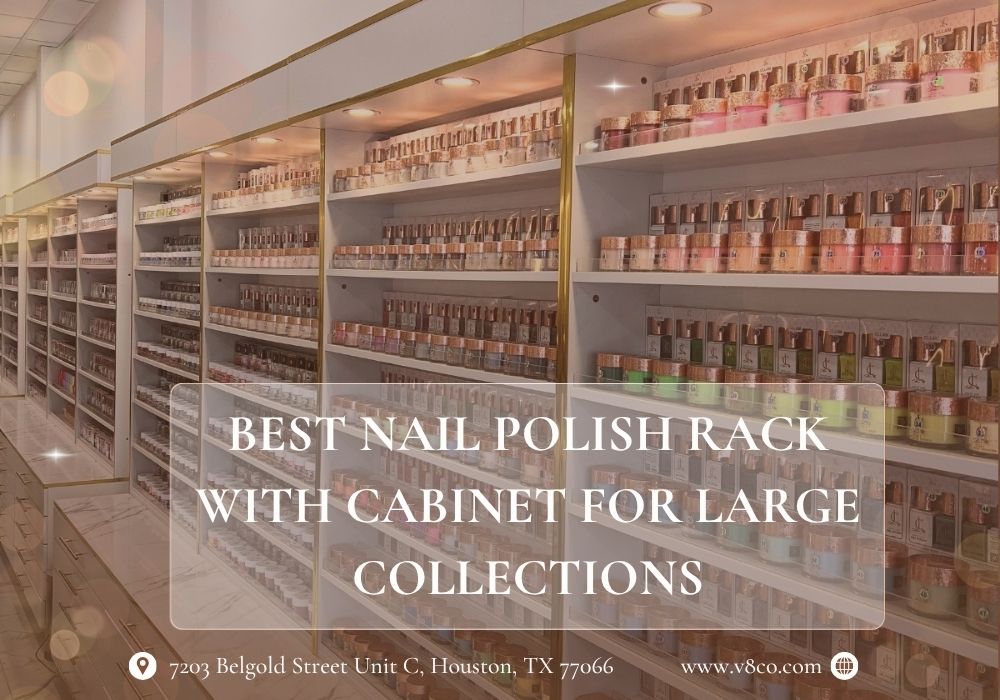Nail polish rack with cabinet