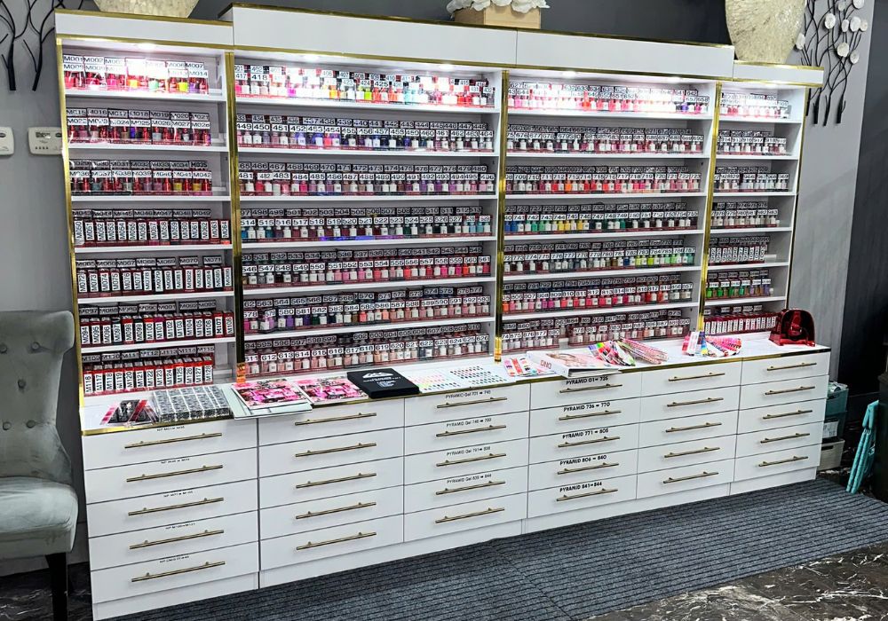 Nail polish rack with led light display nail polish