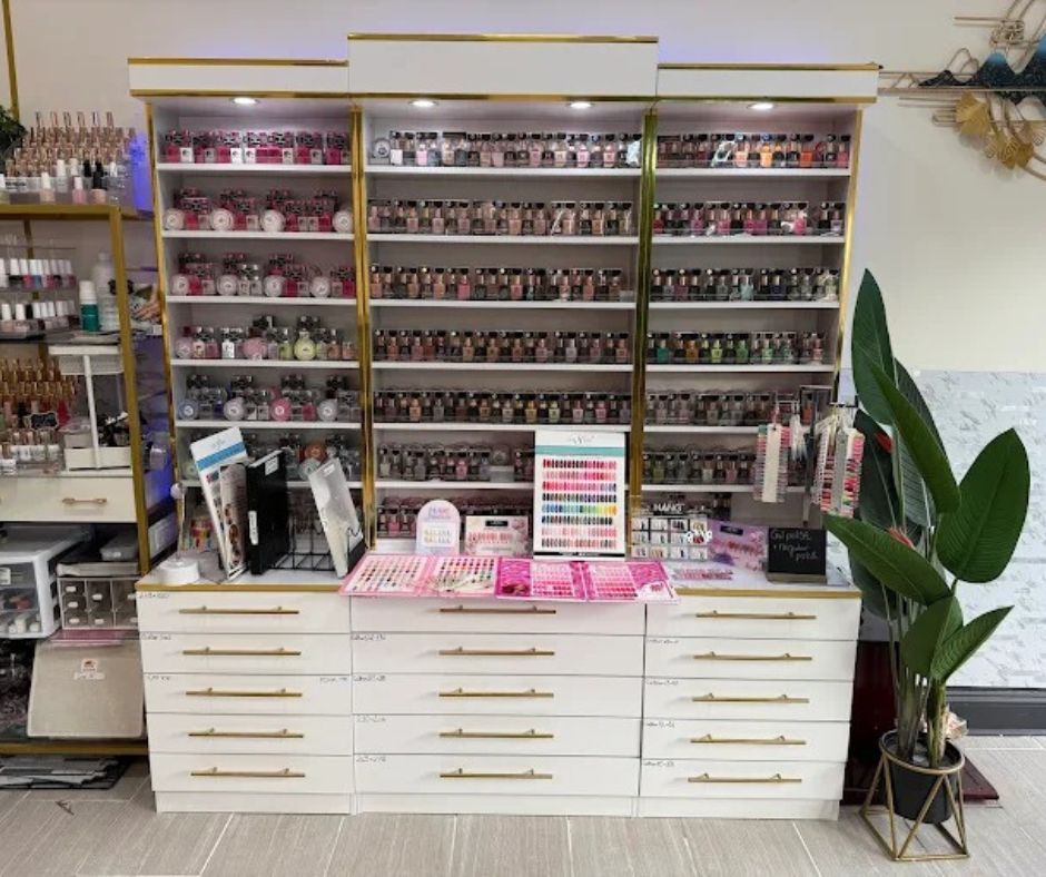 Gold nail polish rack